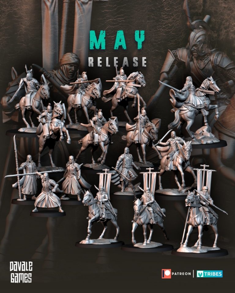 Davale精灵王与骑士3D打印模型|Davale – May 2022 – Elves High King and Knights – 3D Print Model