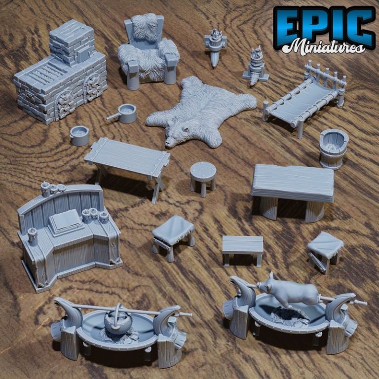 史诗迷你模型：野蛮盗贼与劫匪遭遇场景——3D打印可玩角色套装|Epic Miniatures – Wild Bandits Set – Bandit and Raider Encounter – Savage NPC Collection – 3D Print Model