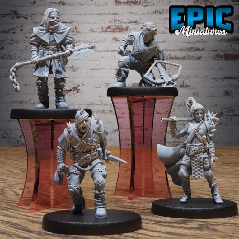 史诗迷你模型：野蛮盗贼与劫匪遭遇场景——3D打印可玩角色套装|Epic Miniatures – Wild Bandits Set – Bandit and Raider Encounter – Savage NPC Collection – 3D Print Model