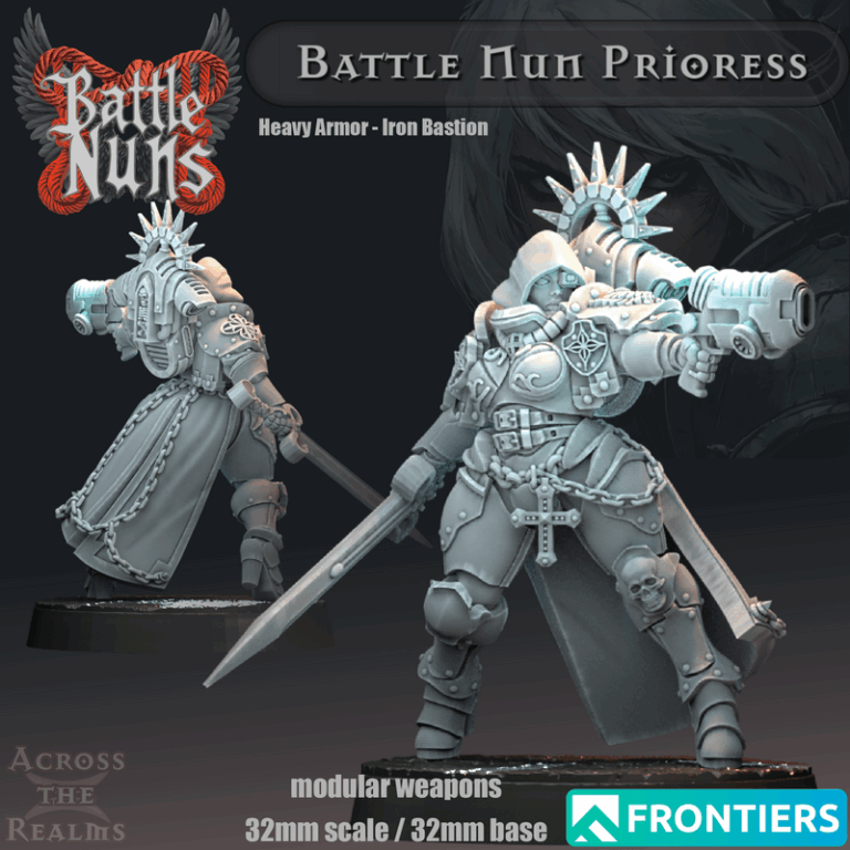 战锤：女战士神职者 3D打印模型|Across the Realms – Battle Nun Prioress – Warhammer – 3D Print Model