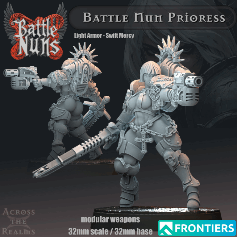 战锤：女战士神职者 3D打印模型|Across the Realms – Battle Nun Prioress – Warhammer – 3D Print Model