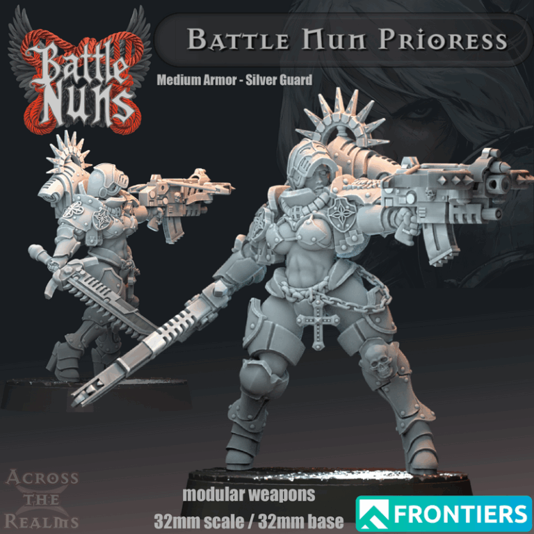 战锤：女战士神职者 3D打印模型|Across the Realms – Battle Nun Prioress – Warhammer – 3D Print Model