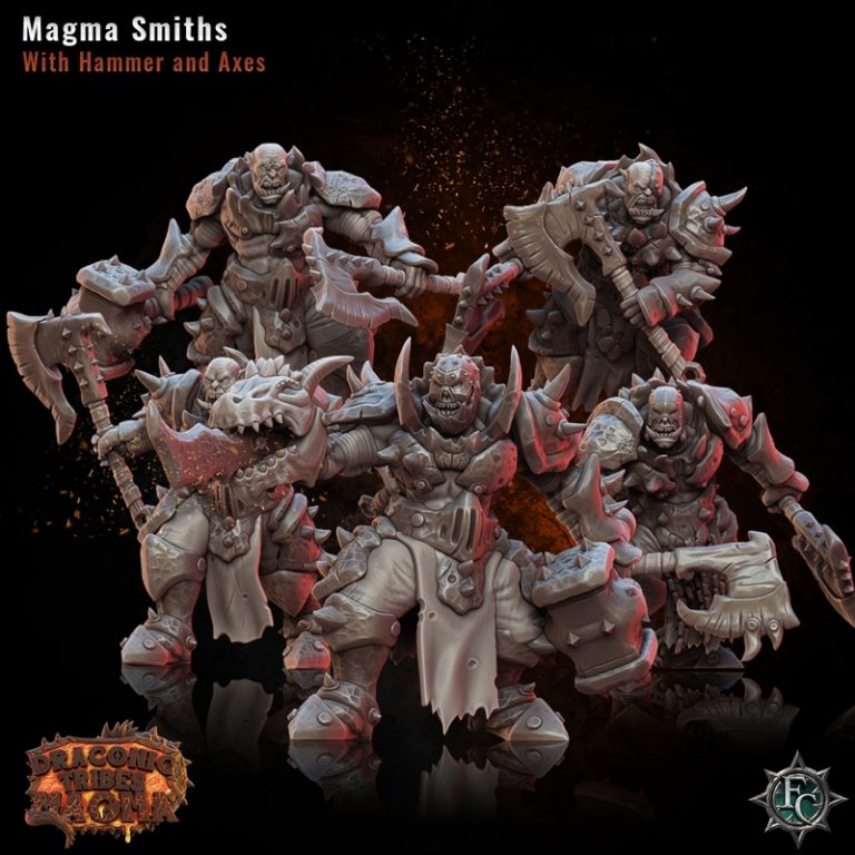 Fleshcraft Studio龙族部落熔岩套装3D打印模型|Fleshcraft Studio – Draconic Tribes – Magma Bundle – 3D Print Model