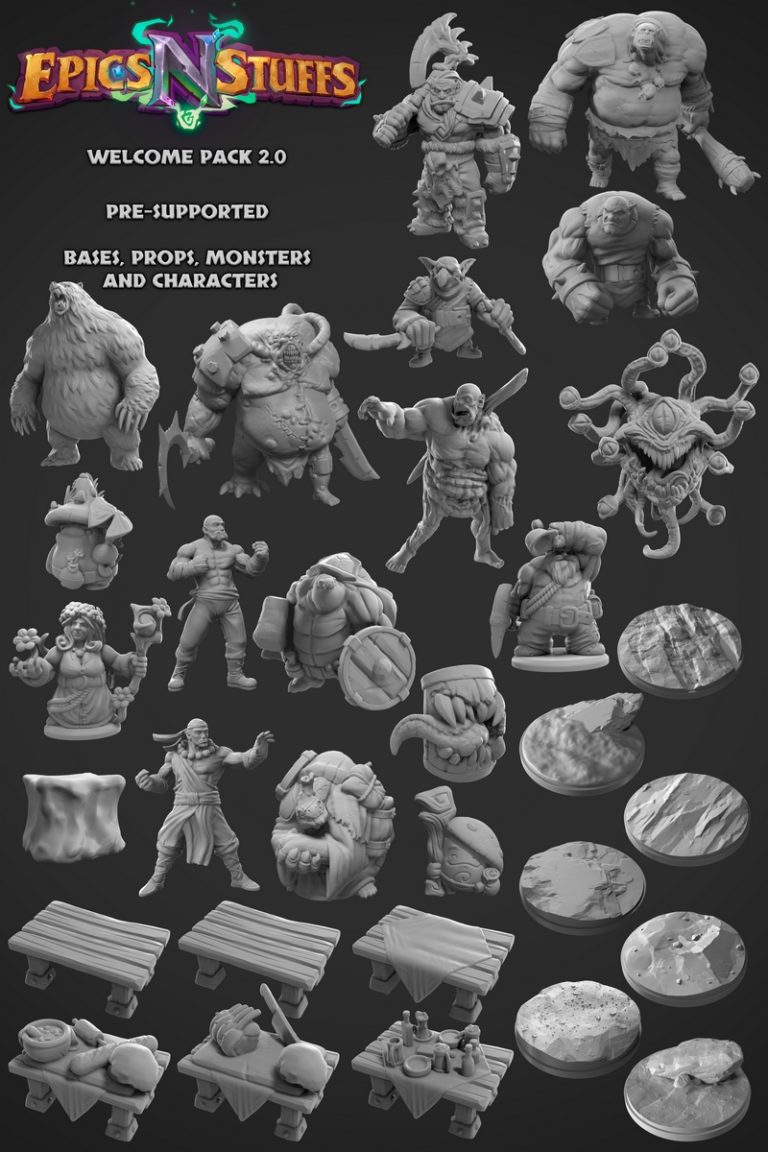 史诗与奇物 — 欢迎礼包2.0 — 3D打印模型|Epics N Stuffs – Welcome Pack 2.0 – 3D Print Model
