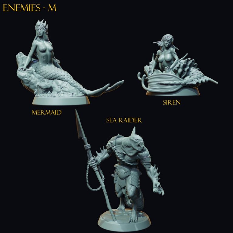 克莱姆雷迷你模型——沉船 crew 3D打印作品|Claymore Miniatures – The Curse of the Drowned Crew – 3D Print Model