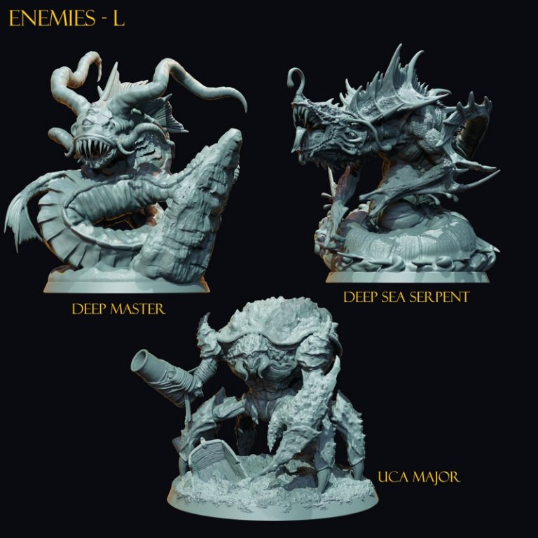 克莱姆雷迷你模型——沉船 crew 3D打印作品|Claymore Miniatures – The Curse of the Drowned Crew – 3D Print Model