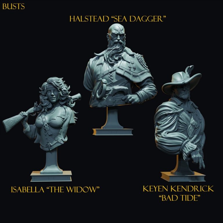 克莱姆雷迷你模型——沉船 crew 3D打印作品|Claymore Miniatures – The Curse of the Drowned Crew – 3D Print Model