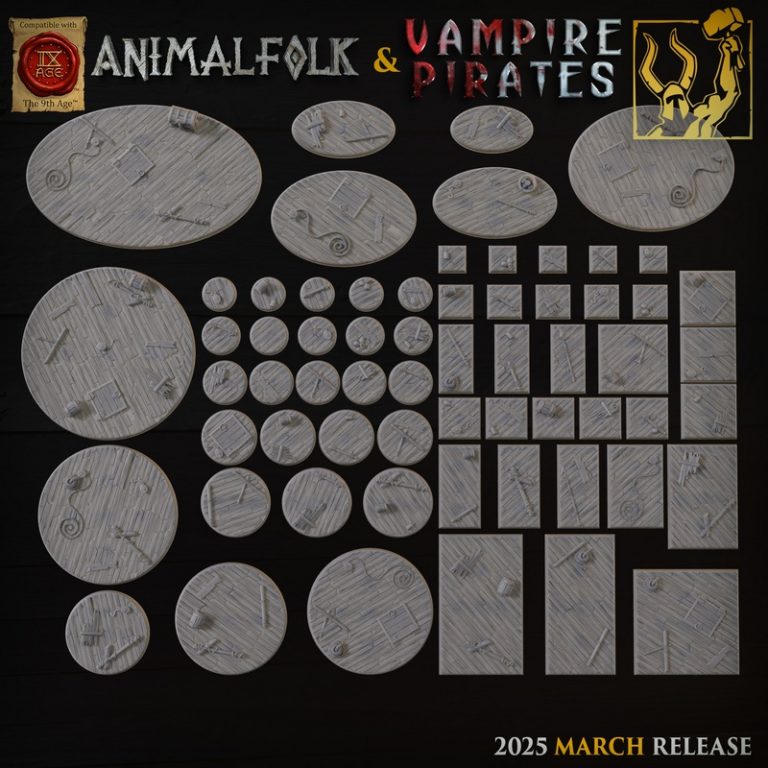钛forge迷你模型2025年3月发布：动物人与吸血鬼海盗3D打印角色|Titan Forge Miniatures – March 2025 – Animalfolks and Vampire Pirates – 3D Print Model