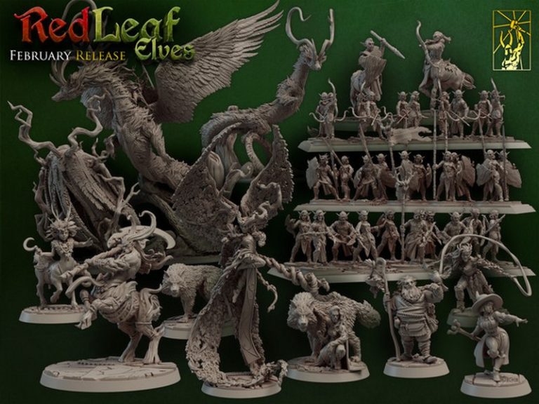 钛forge迷你模型-2022年2月红叶精灵3D打印模型|Titan Forge Miniatures – February 2022 – Redleaf Elves – 3D Print Model