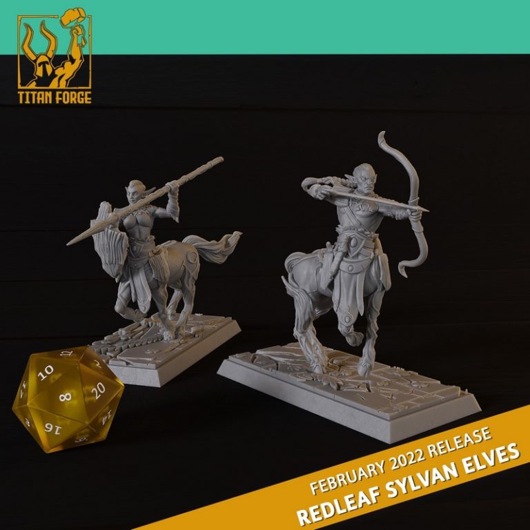 钛forge迷你模型-2022年2月红叶精灵3D打印模型|Titan Forge Miniatures – February 2022 – Redleaf Elves – 3D Print Model