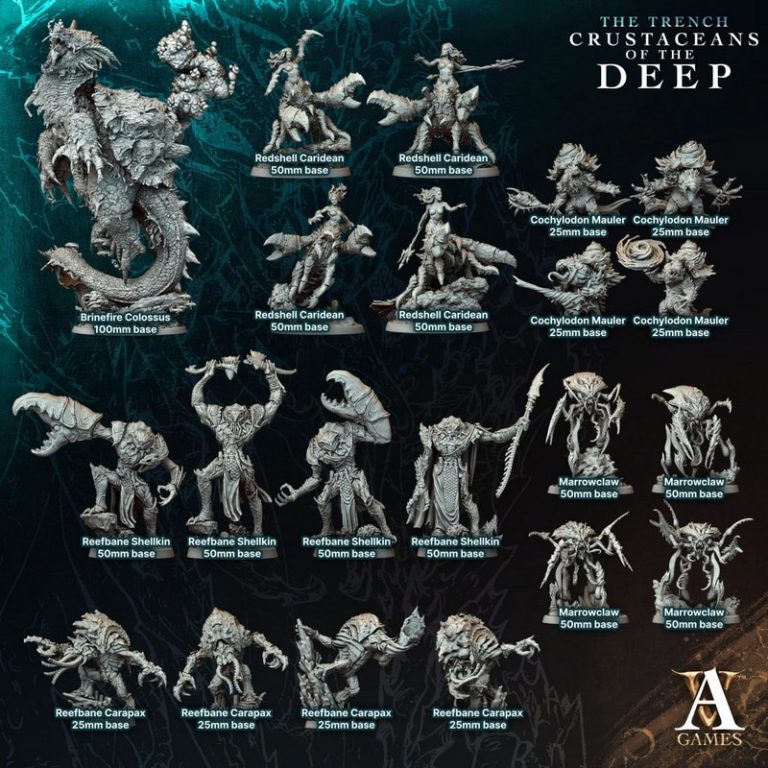 Archvillain Games《深海甲壳生物》3D打印模型礼包|Archvillain Games – The Trench – Crustaceans of the Deep – Bundle – 3D Print Model