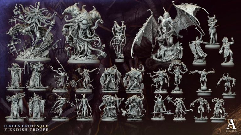 Archvillain Games《怪诞马戏团》凶恶剧团 3D打印模型|Archvillain Games – Circus Grotesque – Fiendish Troupe – Bundle – 3D Print Model