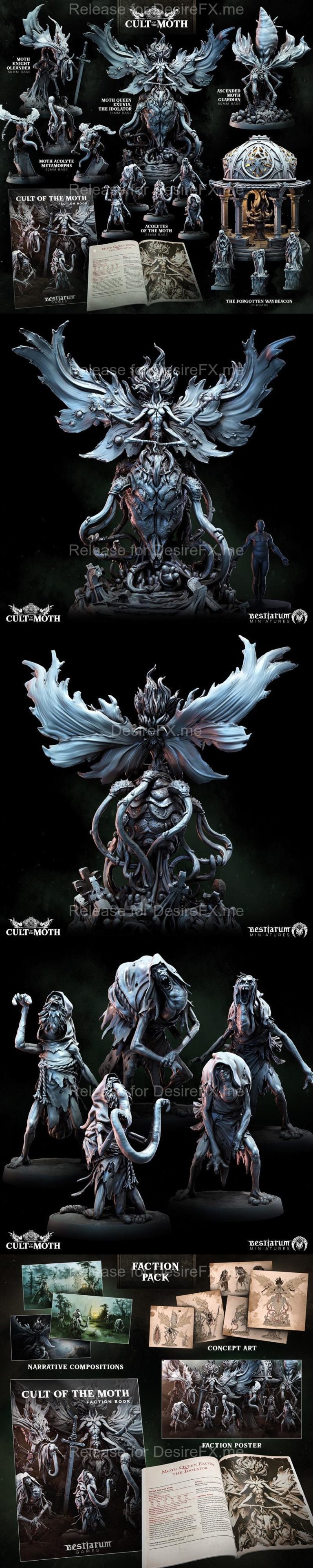 最佳生物迷你模型—— moth之崇拜——2025年11月3D打印模型|Bestiarum Miniatures – The Cult of the Moth – November 2025 – 3D Print Model STL