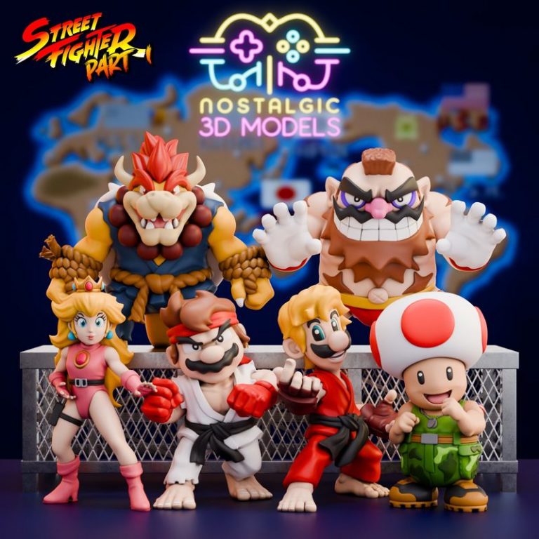 街机对决 3D打印模型|Street Fighter Mario – 3D Print Model