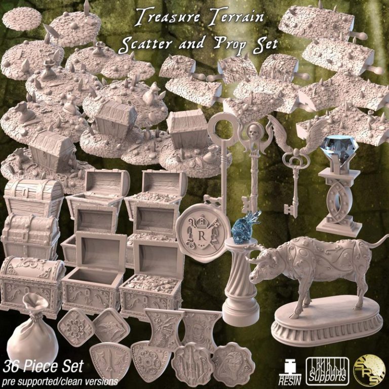 珍宝地形散件及道具套装——3D打印模型|Treasure Terrain Scatter and Prop Set – 3D Print Model