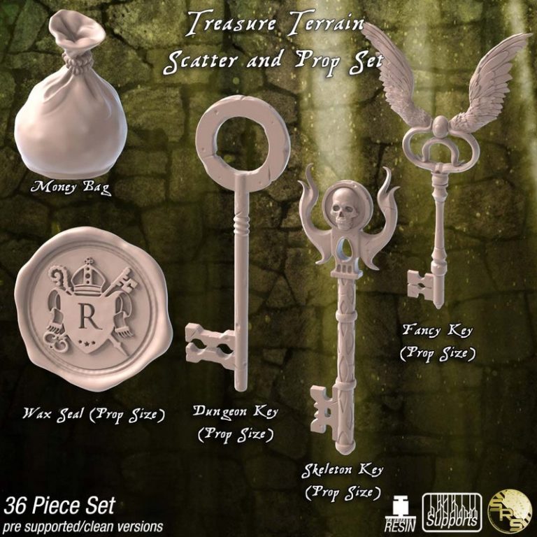 珍宝地形散件及道具套装——3D打印模型|Treasure Terrain Scatter and Prop Set – 3D Print Model