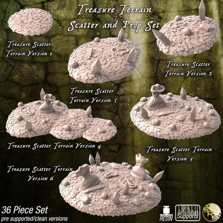 珍宝地形散件及道具套装——3D打印模型|Treasure Terrain Scatter and Prop Set – 3D Print Model