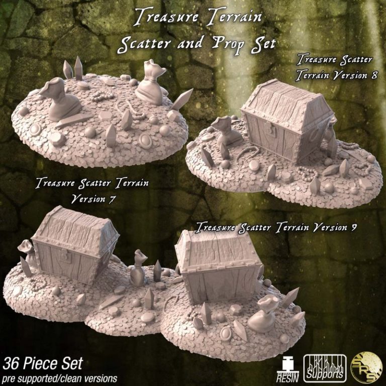 珍宝地形散件及道具套装——3D打印模型|Treasure Terrain Scatter and Prop Set – 3D Print Model