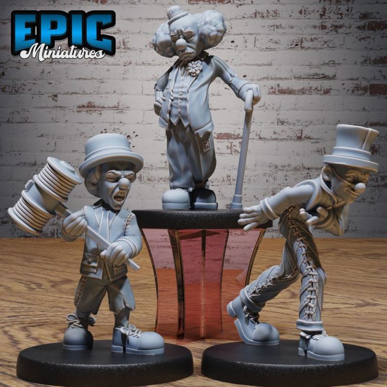 3D打印小模型：狂欢节恐怖小丑遭遇场景|Epic Miniatures – Grand Carnival Set – Circus and Entertainment Collection – Horror Clown Encounter – 3D Print Model