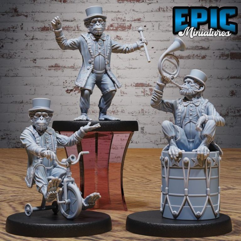3D打印小模型：狂欢节恐怖小丑遭遇场景|Epic Miniatures – Grand Carnival Set – Circus and Entertainment Collection – Horror Clown Encounter – 3D Print Model