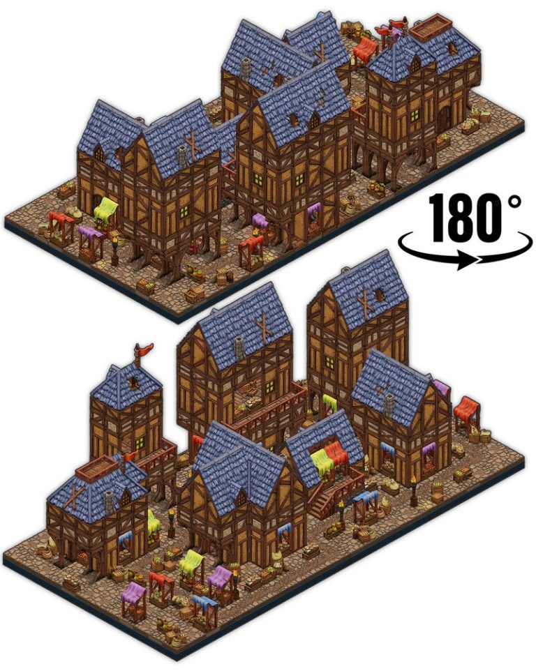 中世纪小镇3D打印模型|Dungeon Blocks – Medieval Town Part 1 – 3D Print Model