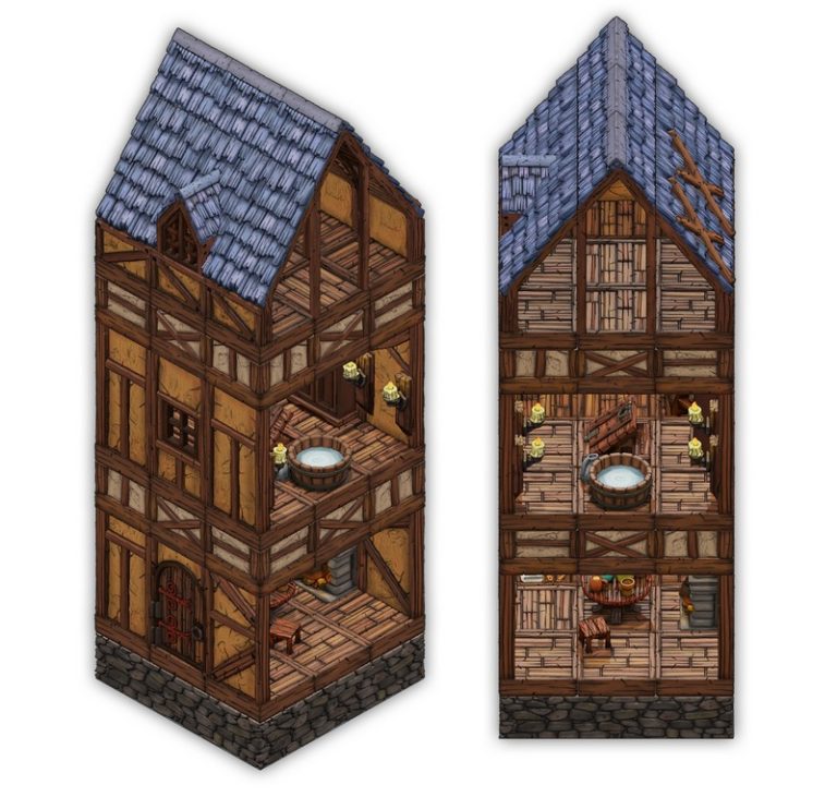 中世纪小镇3D打印模型|Dungeon Blocks – Medieval Town Part 1 – 3D Print Model