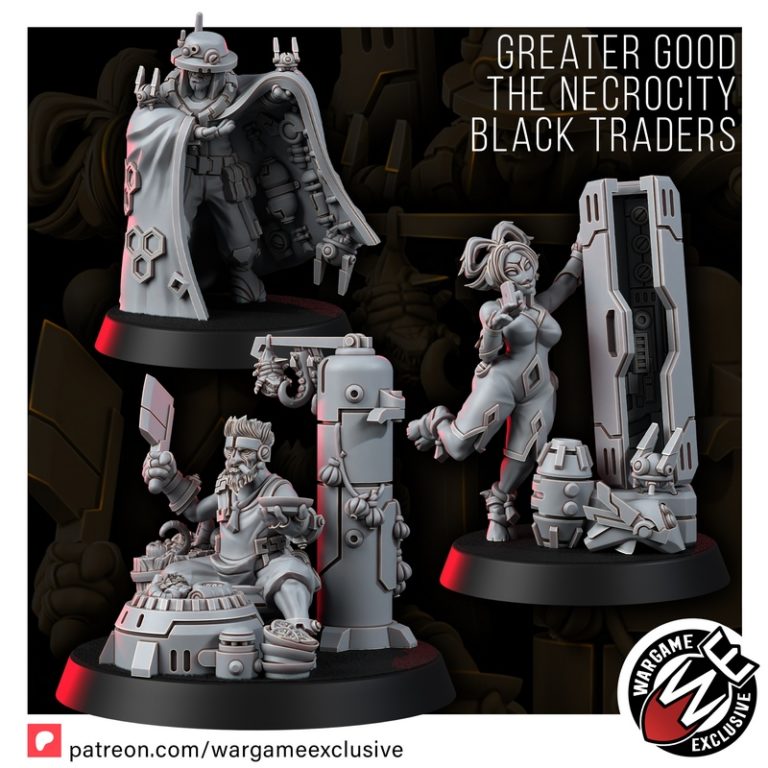 战争游戏独家——涅克罗西蒂黑商人 3D打印模型|Wargame Exclusive – Greater Good the Necrocity Black Traders – 3D Print Model