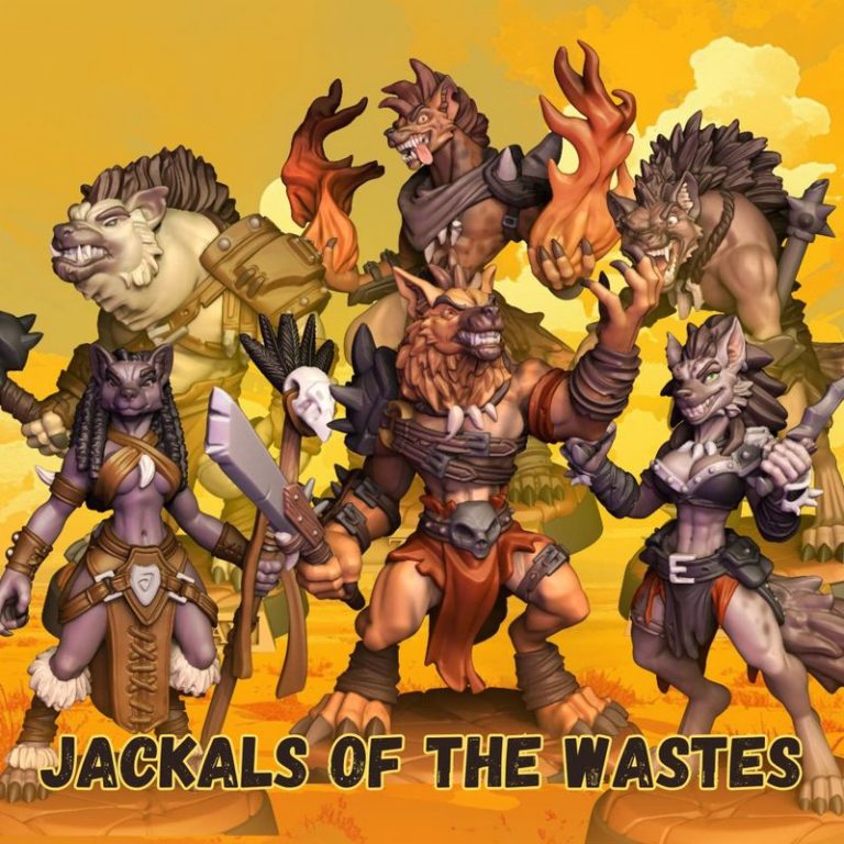 月光迷你系列——荒原狼族 gnoll战争小队 3D打印模型|Moonlight Minis – Jackals of the Wastes – Gnolls Set – Gnoll Warband – 3D Print Model