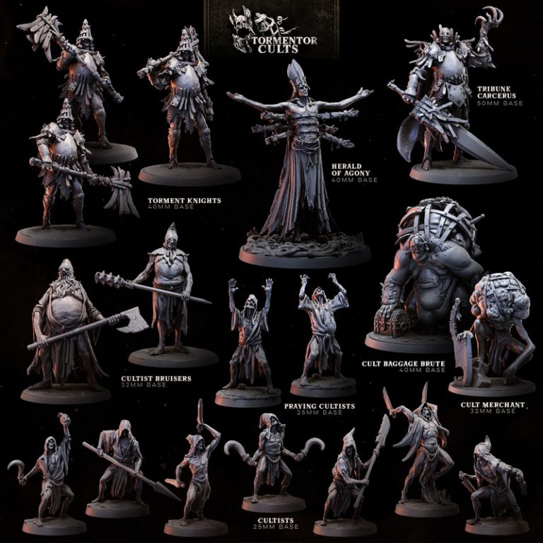 Bestiarum迷你模型——折磨教派系列二：3D打印角色模型|Bestiarum Miniatures – Tormentor Cults Part 2 – 3D Print Model