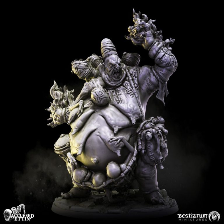 Bestiarum Miniatures 3D打印模型：诅咒的艾特林|Bestiarum Miniatures – Accursed Ettin – January 2024 – 3D Print Model