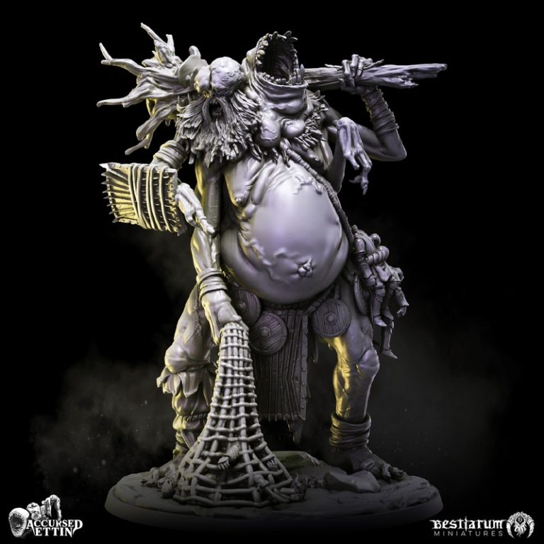 Bestiarum Miniatures 3D打印模型：诅咒的艾特林|Bestiarum Miniatures – Accursed Ettin – January 2024 – 3D Print Model