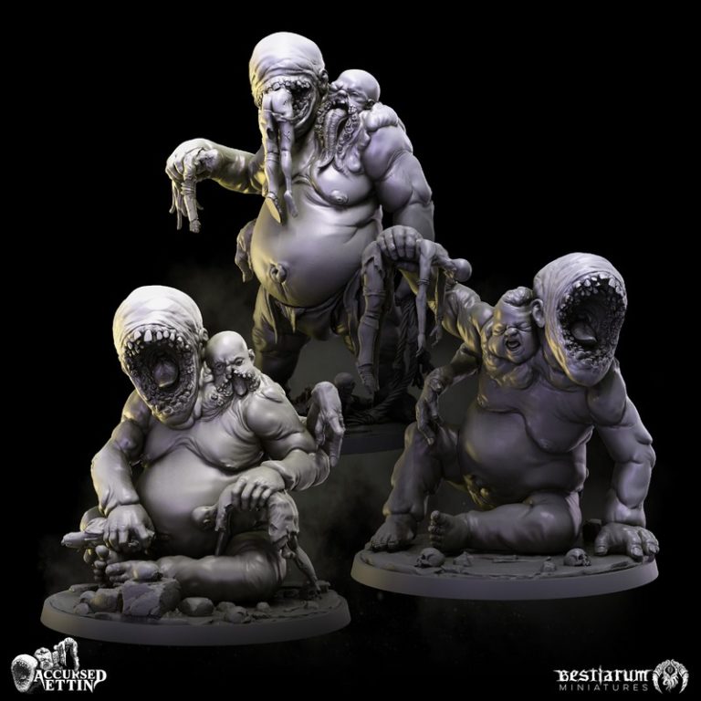 Bestiarum Miniatures 3D打印模型：诅咒的艾特林|Bestiarum Miniatures – Accursed Ettin – January 2024 – 3D Print Model