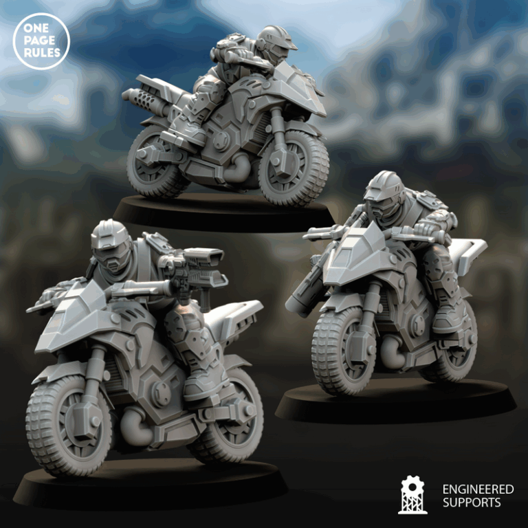 人类防御部队——战斗摩托骑手——3D打印模型|Human Defence Force – Combat Bikers – 3D Print Model