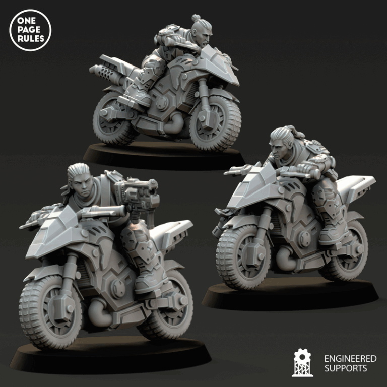 人类防御部队——战斗摩托骑手——3D打印模型|Human Defence Force – Combat Bikers – 3D Print Model