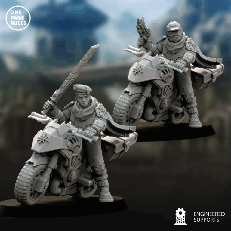 人类防御部队——骑行兵队长战斗骑行模型|Human Defence Force – Company Biker Leader on Combat Bike – 3D Print Model