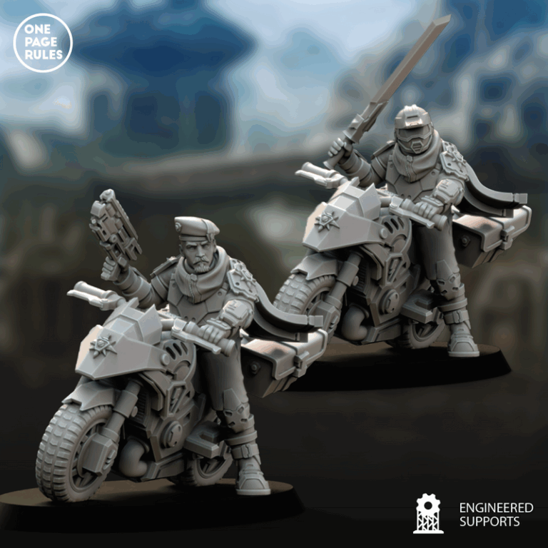 人类防御部队——骑行兵队长战斗骑行模型|Human Defence Force – Company Biker Leader on Combat Bike – 3D Print Model
