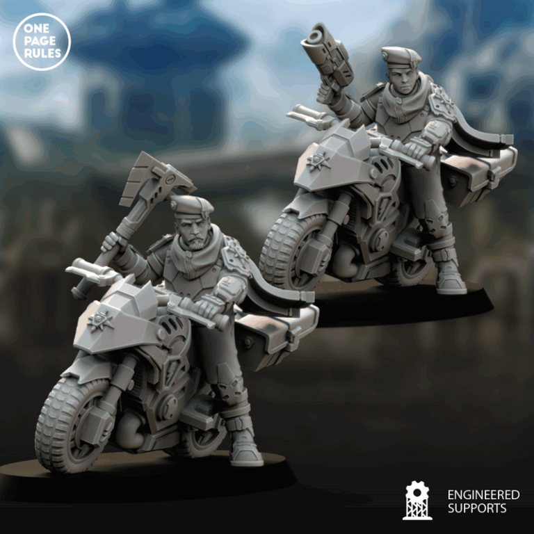 人类防御部队——骑行兵队长战斗骑行模型|Human Defence Force – Company Biker Leader on Combat Bike – 3D Print Model