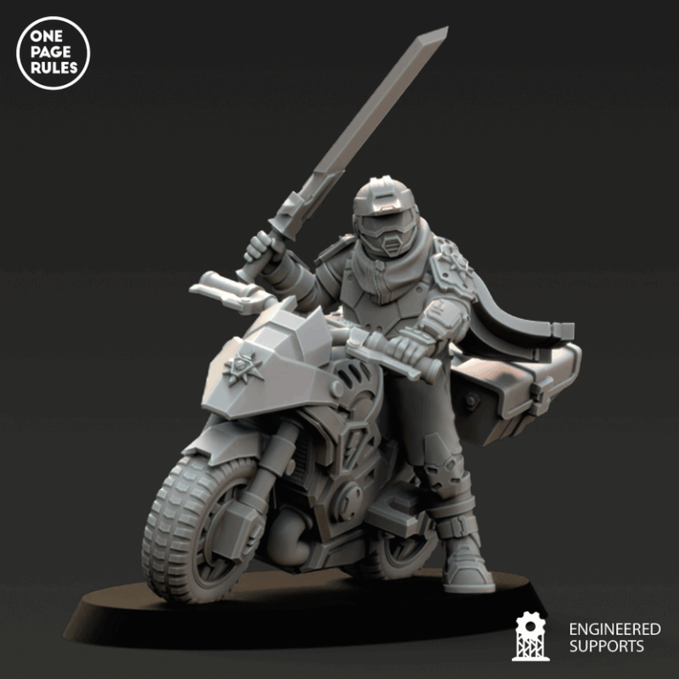 人类防御部队——骑行兵队长战斗骑行模型|Human Defence Force – Company Biker Leader on Combat Bike – 3D Print Model
