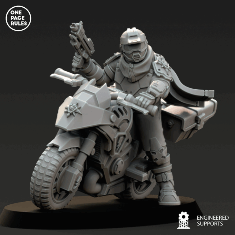 人类防御部队——骑行兵队长战斗骑行模型|Human Defence Force – Company Biker Leader on Combat Bike – 3D Print Model