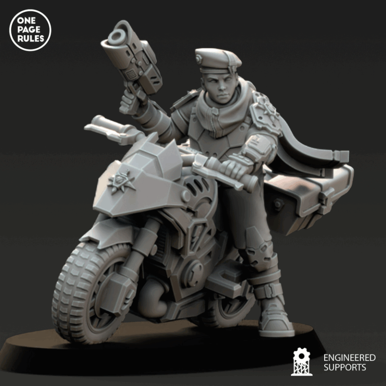 人类防御部队——骑行兵队长战斗骑行模型|Human Defence Force – Company Biker Leader on Combat Bike – 3D Print Model