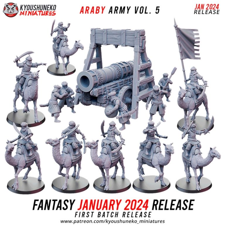 阿瑞巴军队第五卷 3D打印模型|Kyoushuneko Miniatures – January 2024 – Araby Army Vol.5 – 3D Print Model