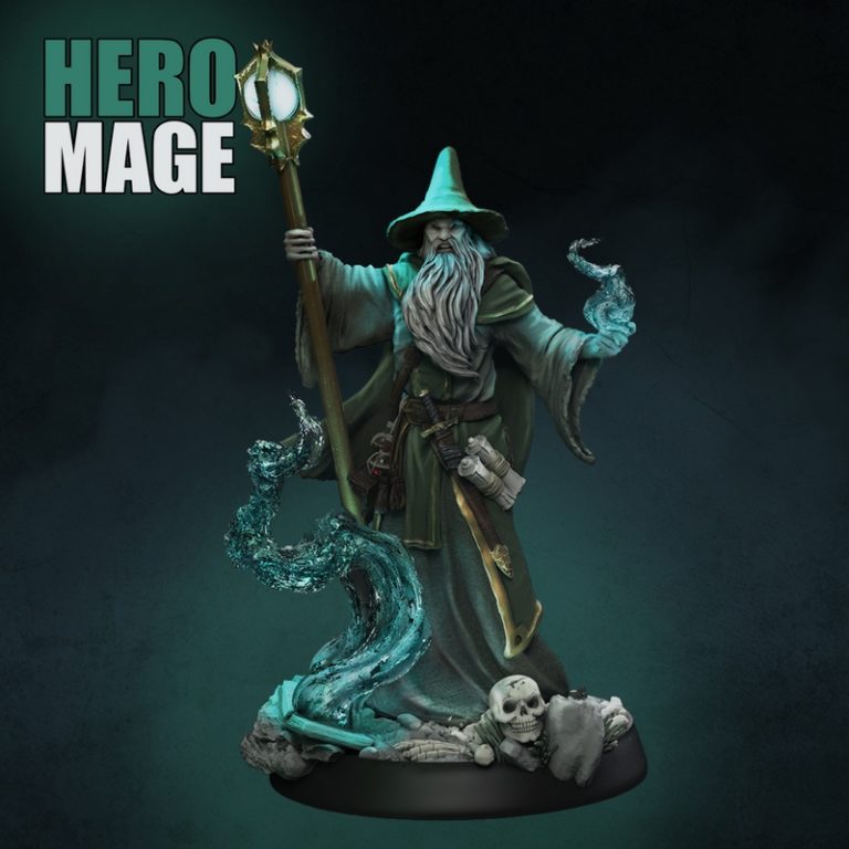 Necropunks英雄法师3D打印模型|Necropunks Miniatures – HERO MAGE – 3D Print Model