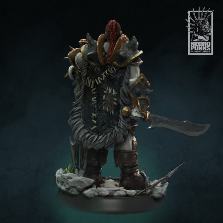 Necropunks英雄 Barbarian 3D打印模型|Necropunks Miniatures – HERO BARBARIAN – 3D Print Model