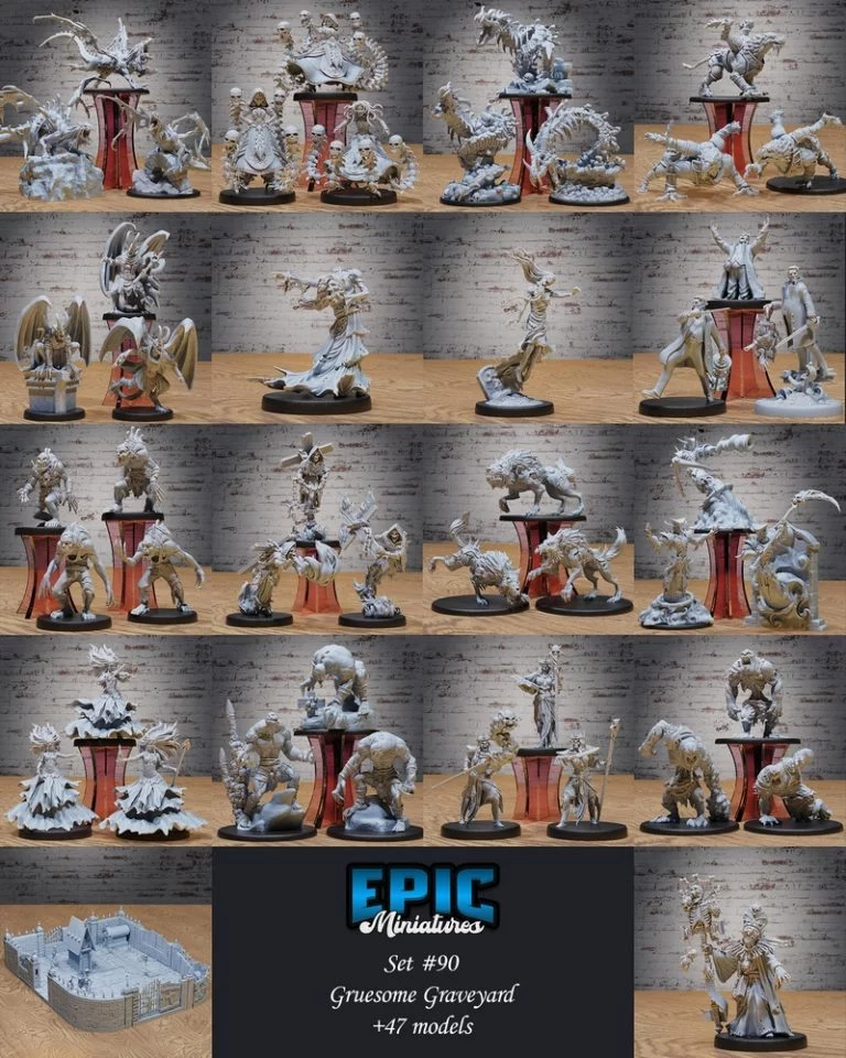 史诗迷你模型——恐怖墓地套装 3D打印模型|Epic Miniatures – Gruesome Graveyard Set – 3D Print Model