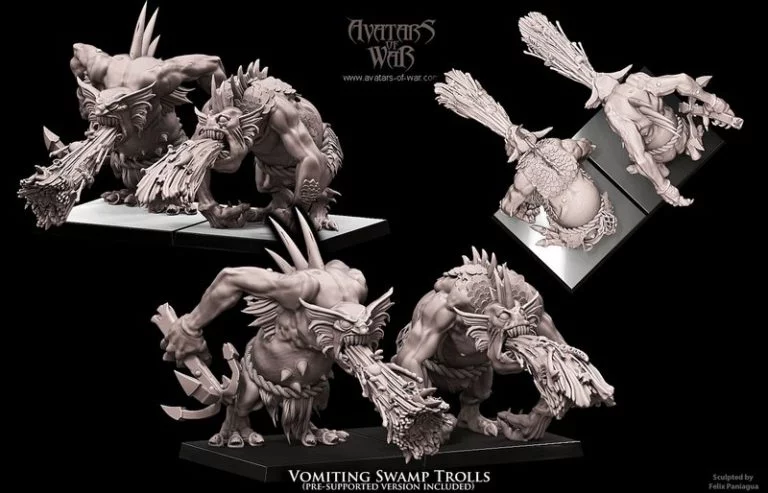 战争之化身——沼泽 trolls 多部分军团 3D打印模型|Avatars of War – Swamp Trolls Multi-Part Regiment – 3D Print Model