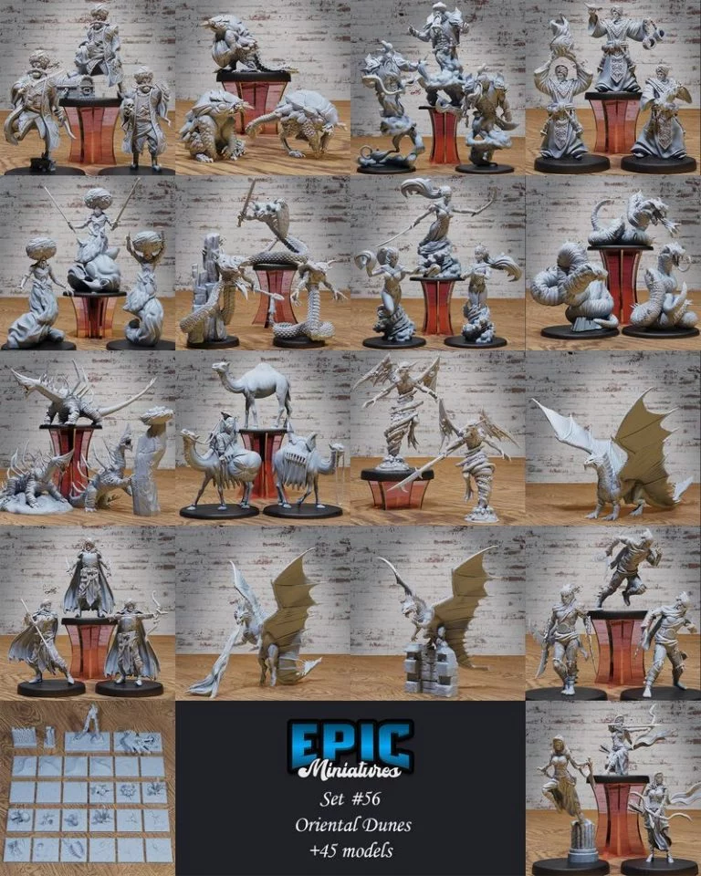 东方沙海套装 - 沙之邂逅 - 沙漠与阿拉伯风格3D打印模型|Epic Miniatures – Oriental Dunes Set – Sand Encounter – Desert and Arabic Collection – 3D Print Model