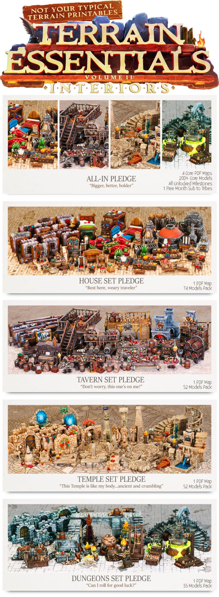 Cast N Play 地形系列二：室内场景 3D打印模型|Cast N Play – Terrain Essentials Vol II – Interiors – 3D Print Model