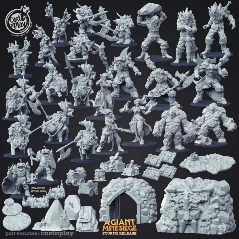 Cast N Play——巨矿围攻 3D打印模型|Cast N Play – A Giant Mine Siege – 3D Print Model