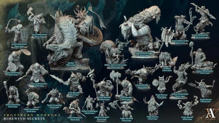 寒霜地狱·霜风秘境 3D打印模型套装|Archvillain Games – Frostburn Horrors – Rimewind Secrets – Bundle – 3D Print Model