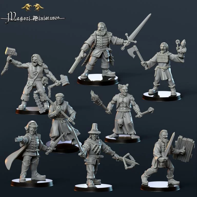 魔格里迷你模型 - 2025年6月 - 狂猎战团第三卷 3D打印模型|Magori Miniatures – June 2025 – Witch Hunter Warband Vol 3 – 3D Print Model